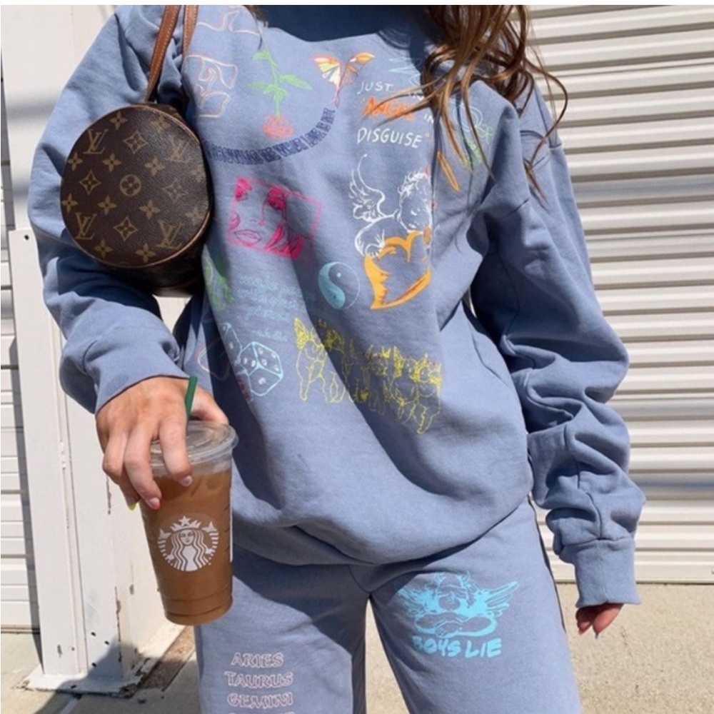 Boys Lie Angels in Disguise Crewneck Blue